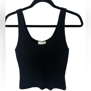 Babaton Black Ribbed very thick Scoop Tank - Fitted Sleeveless Knit